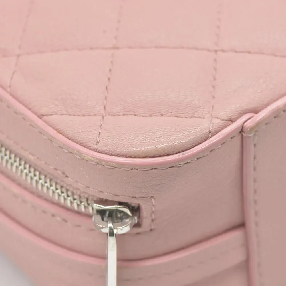 $4200 Chanel Lambskin Quilted Mini CC Box Camera Bag Pink